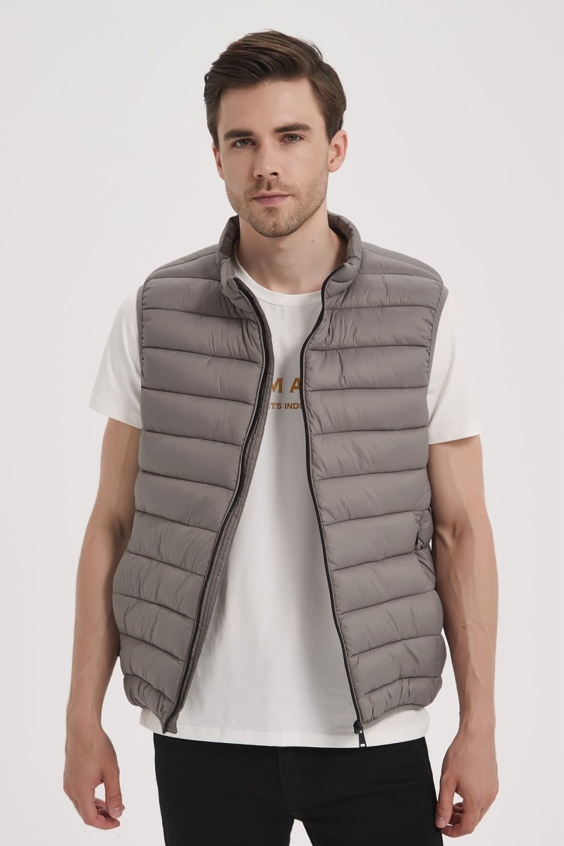 Gilet Sans Manches Matelassé Pour Homme - Veste Légère Rembourrée, Fermeture Zippée, Style Décontracté Et Chaud - 12