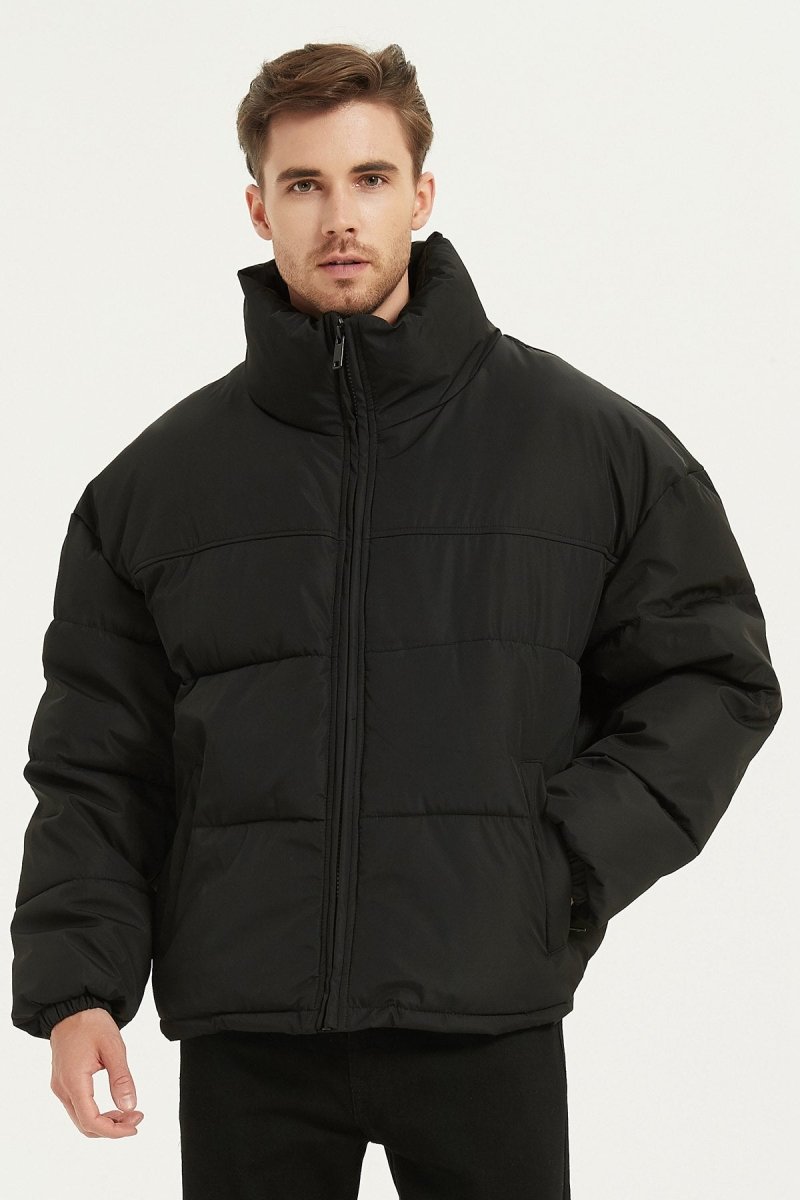 Doudoune noire oversize avec col montant pour homme Kymaxx – KYMAXX