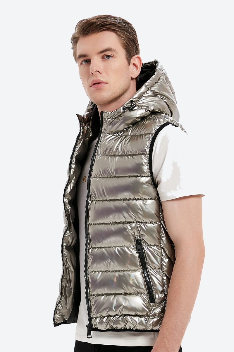 Doudoune sans manches brillante de mi-saison pour homme Kymaxx