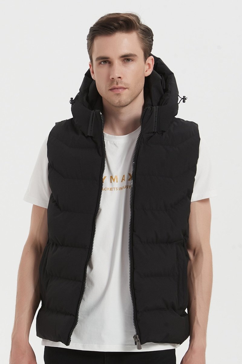 Doudoune sans manches avec capuche à clips pour homme Kymaxx