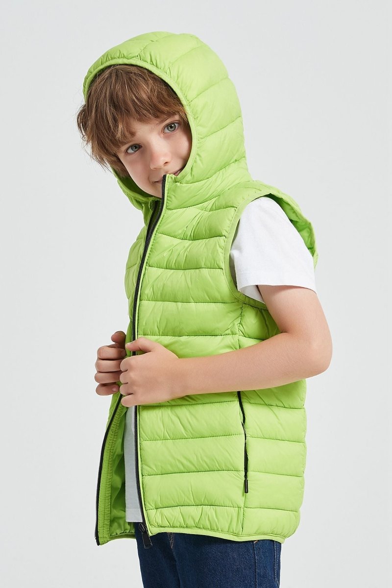 Doudoune sans manche a capuche col montant pour enfant Kymaxx