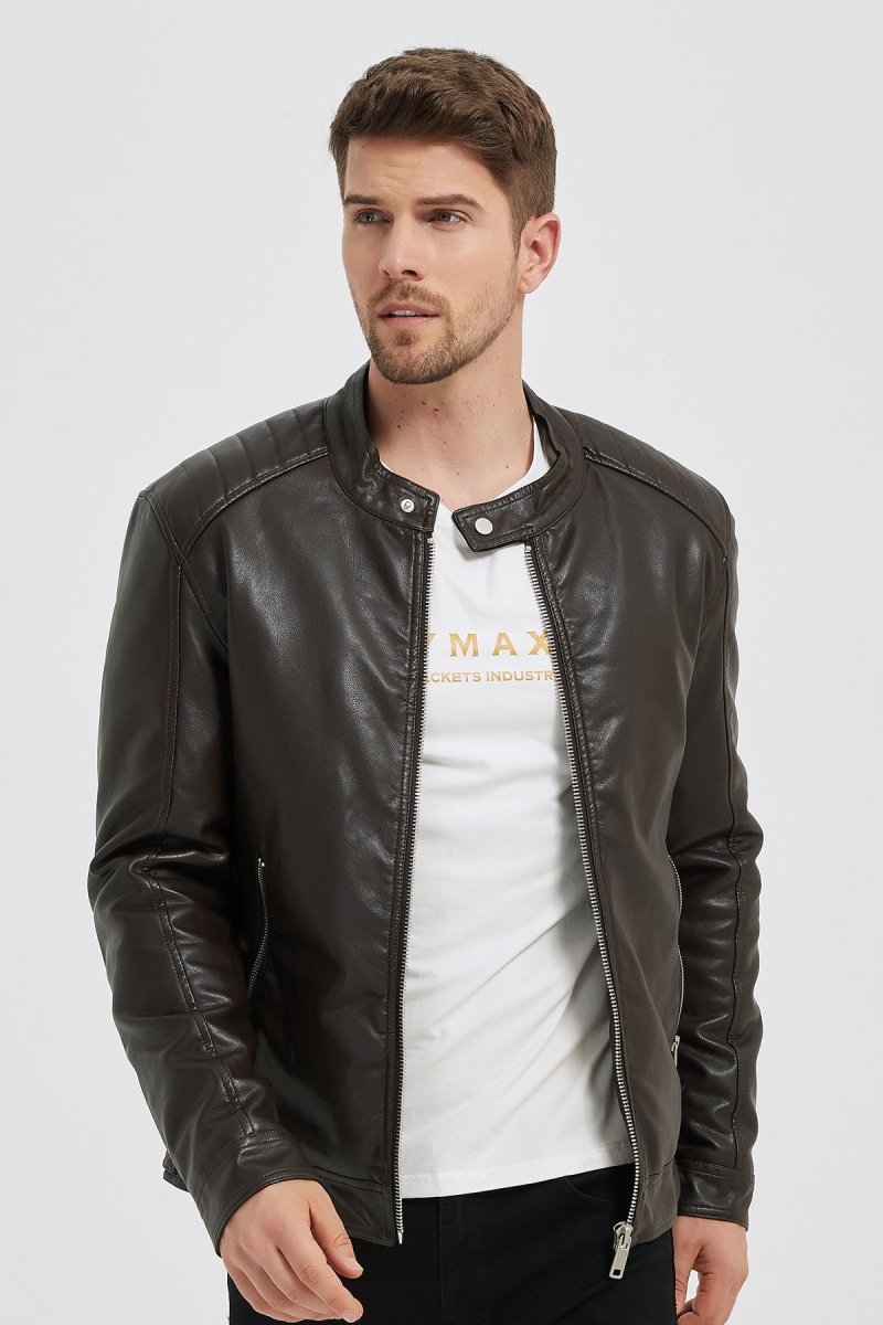 Cuir Vritable Blouson Cuir Capuche Homme Veste Courte En Simili - Main Image